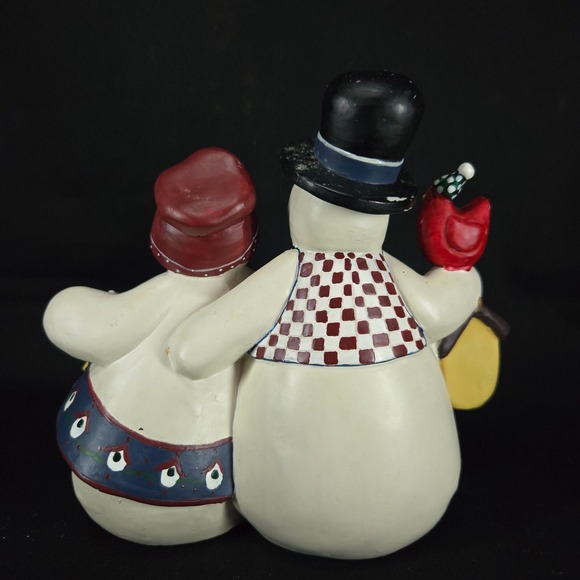 Vintage Crazy Mountain Snowman Couple Figurine XR300 Folk Art Christmas - Picture 4 of 8